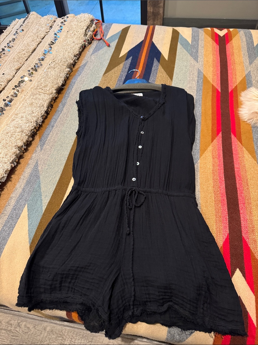 Women’s Black Sleeveless Button Romper Dress